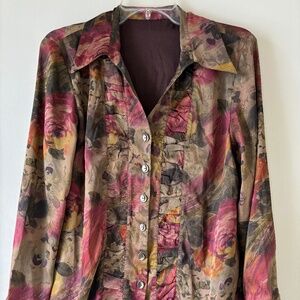 Earthen Silk Floral Blouse Medium